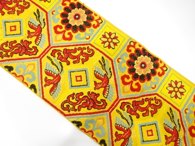 JAPANESE KIMONO / ANTIQUE FUKURO OBI / SILK / WOVEN SHOKKO & FLOWER